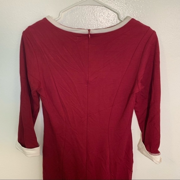 Mushare Midi Ponte Sheath Dress Crimson Cream - Picture 10 of 11